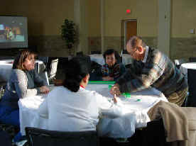 Volunteers working with seniors
